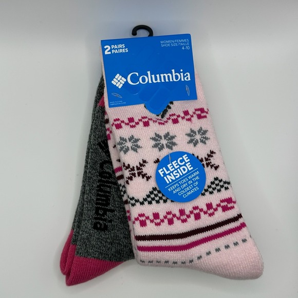 Columbia Accessories - Columbia Fleece Lined Socks Women Size 4-10‎ Pink Grey 2-Pack NWT